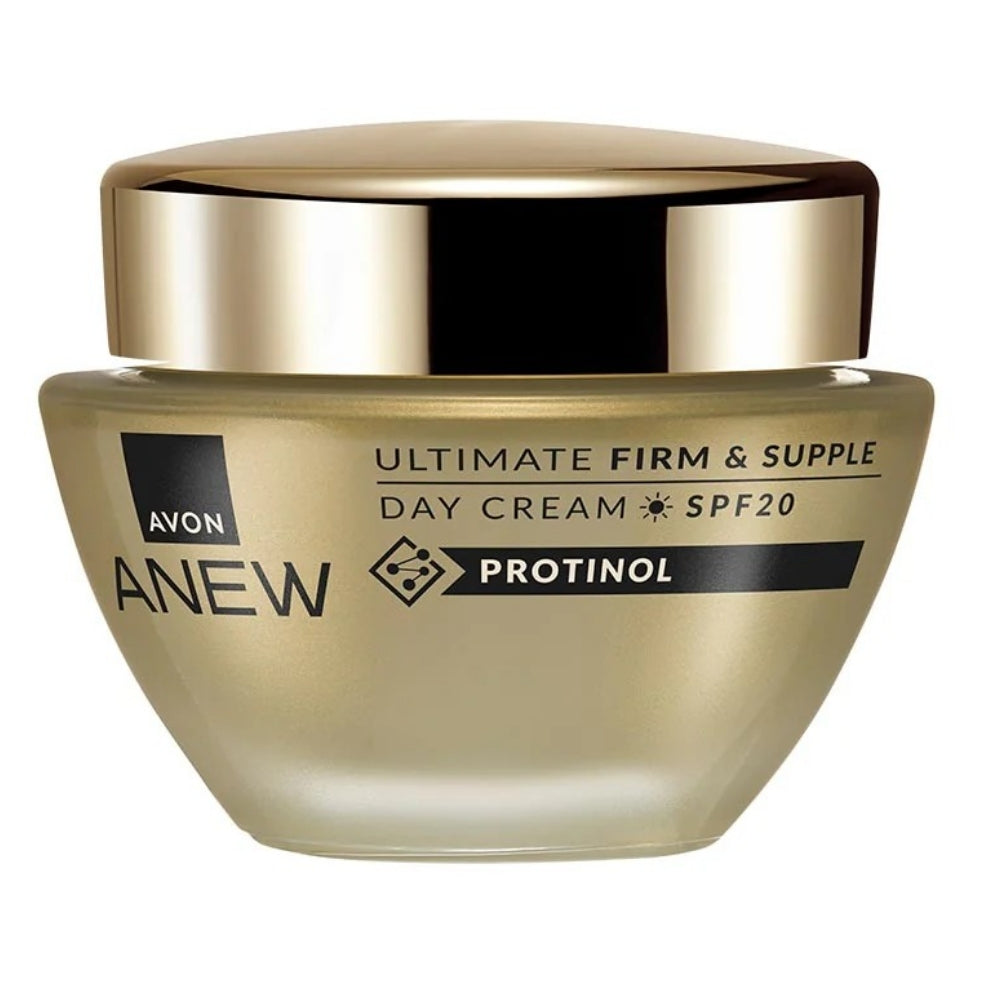Avon Anew Ultimate Firm & Supple Day Cream jar on a white background