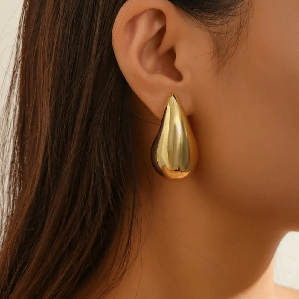 Stainless Steel Minimalist Drop Earrings - Hypoallergenic 316L Surgical Steel Teardrop Earrings for Women