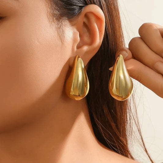 Stainless Steel Minimalist Drop Earrings - Hypoallergenic 316L Surgical Steel Teardrop Earrings for Women